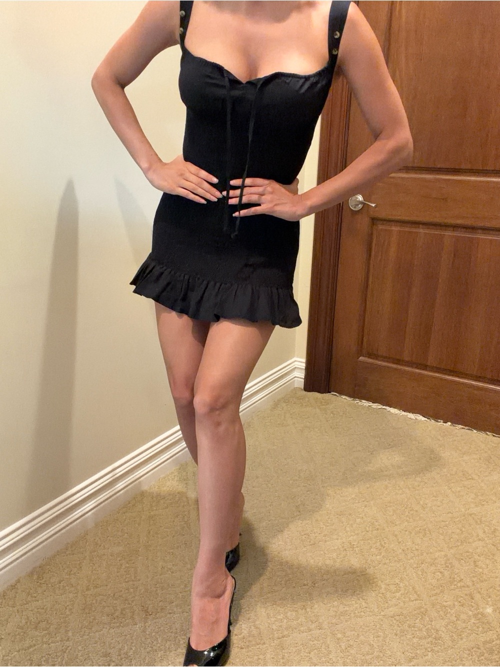 Black Ruffled Mini Dress - XS - Picture 3 of 7